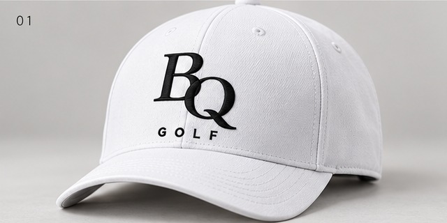 Classic White BQ golf hat design preview