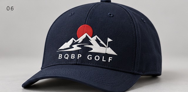 Mountain Navy BQ golf hat design preview