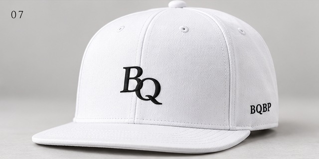 White Flat Brim BQ golf hat design preview